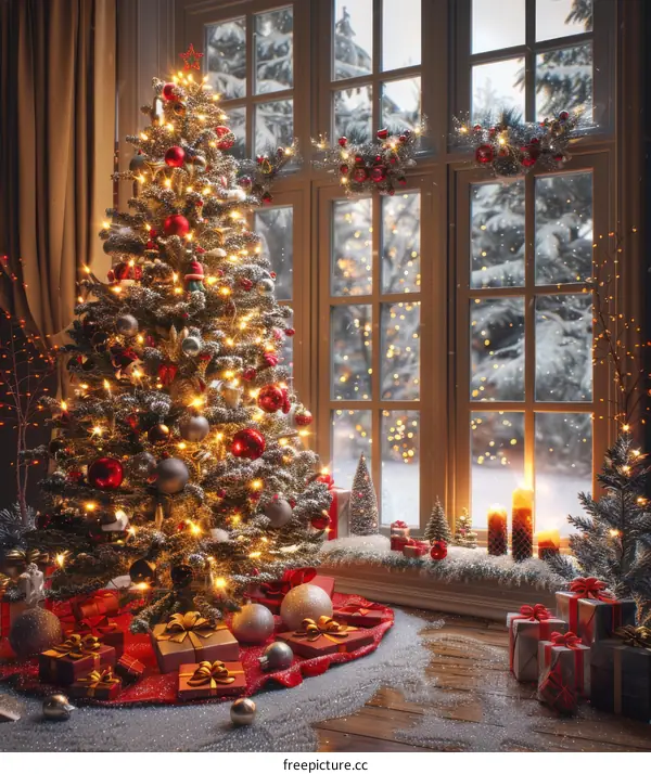 Christmas Tree Decorated with Presents