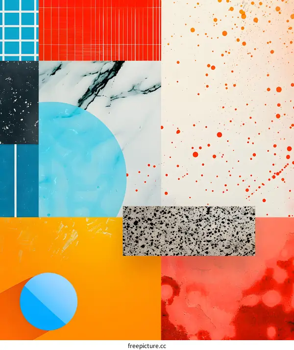 Abstract Geometric Shapes and Textures with Bright Colors