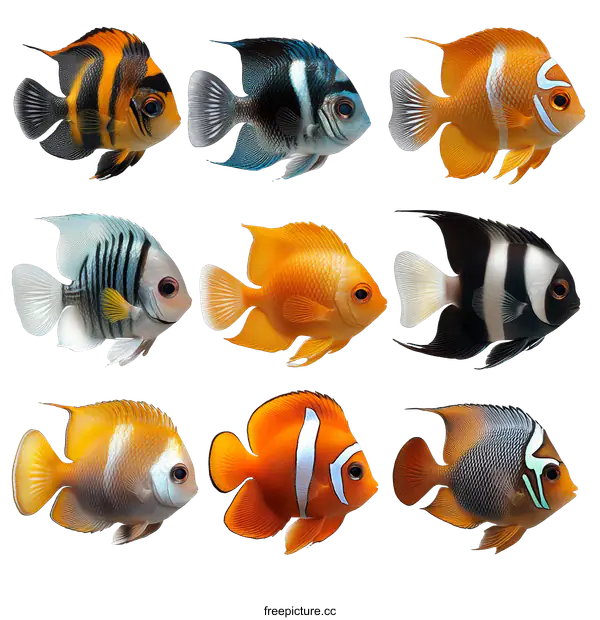 [Transparent Background PNG]Collection of Colorful Tropical Fish