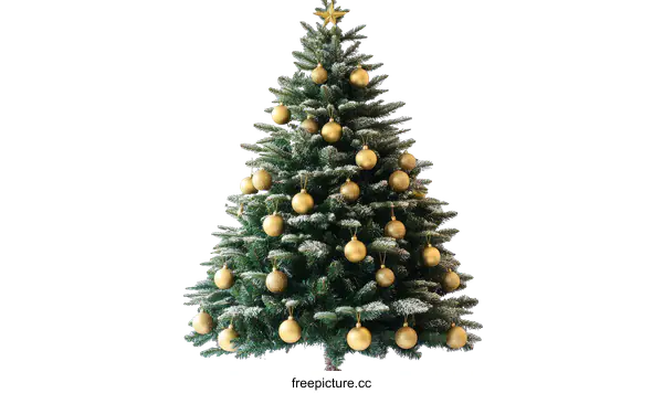 [Transparent Background PNG]Christmas Tree with Golden Ornaments
