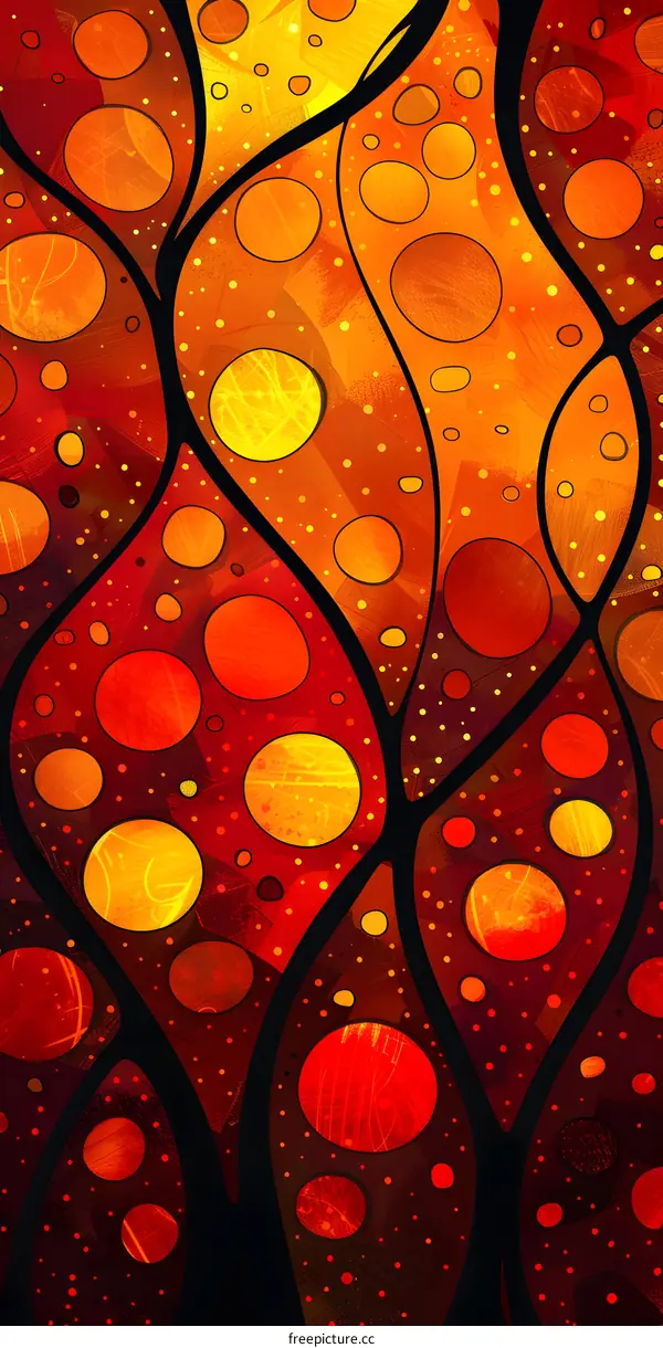 Colorful abstract painting with organic shapes