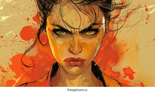 Angry Woman with Intense Glare