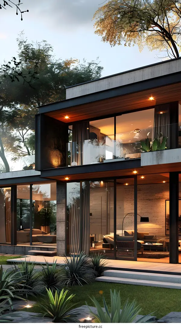 A modern house in the woods