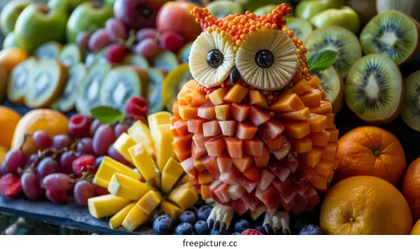 Adorable owl made of fruits