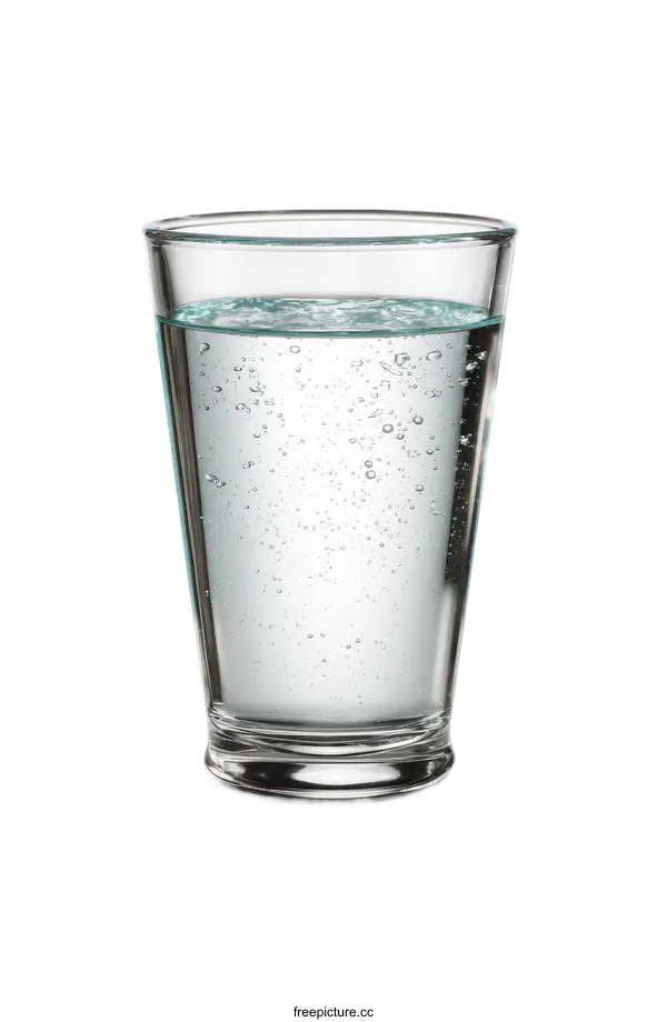 [Transparent Background PNG]Glass of Sparkling Water on White Background