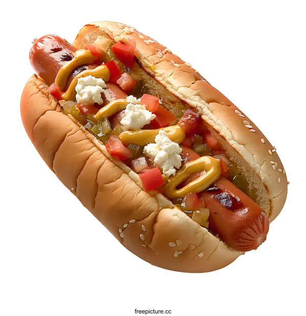 [Transparent Background PNG]Hot dog with toppings