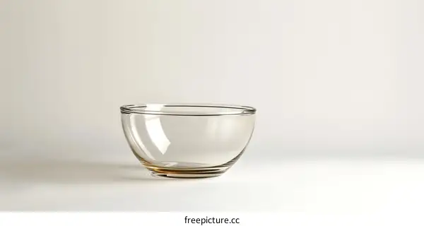 Empty Glass Bowl on White Background