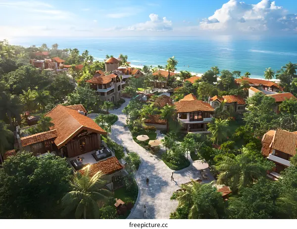 Tropical Beach Resort Village Architecture Design