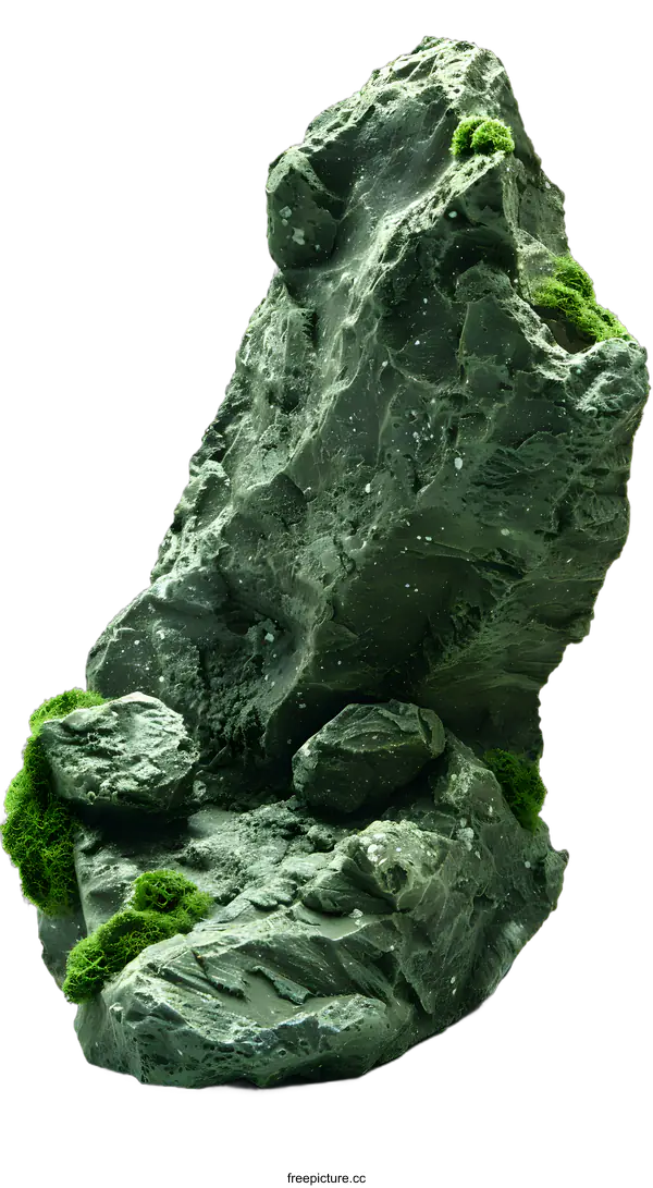 [Transparent Background PNG]Green Moss Covered Rock Formation Decoration
