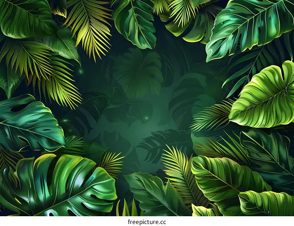 Lush Tropical Rainforest Plant Leaves