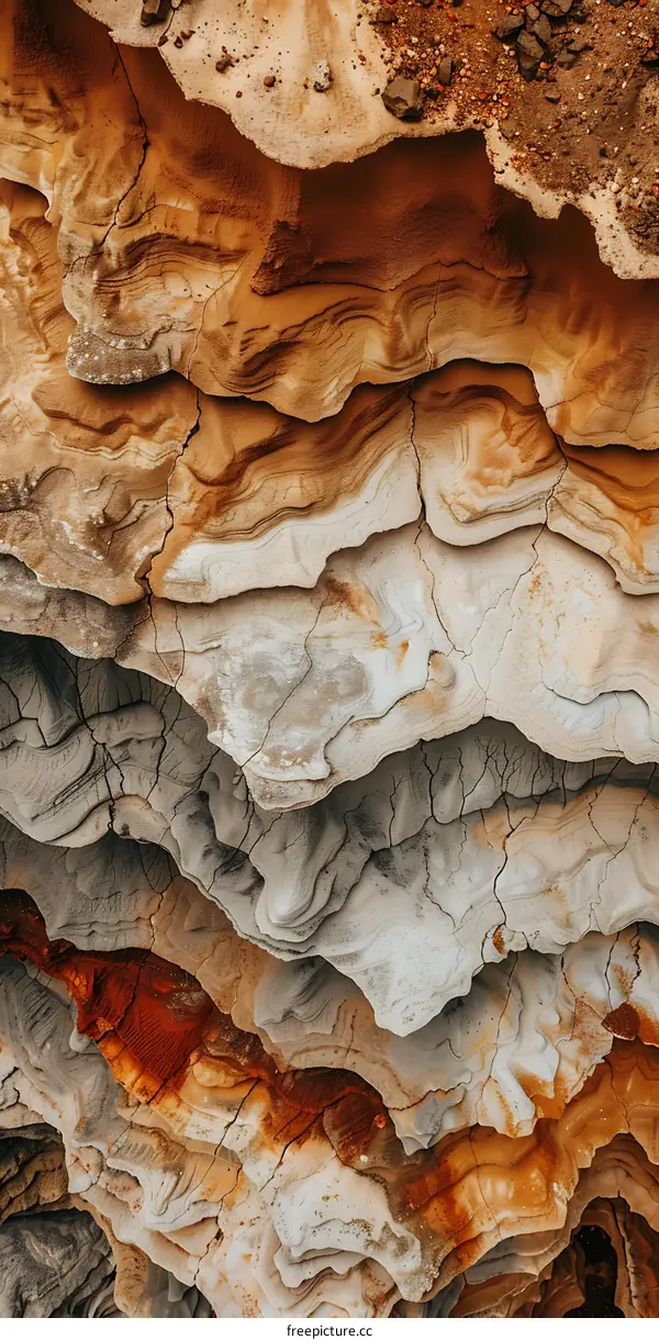 Layered Rock Formation With Wavy Lines