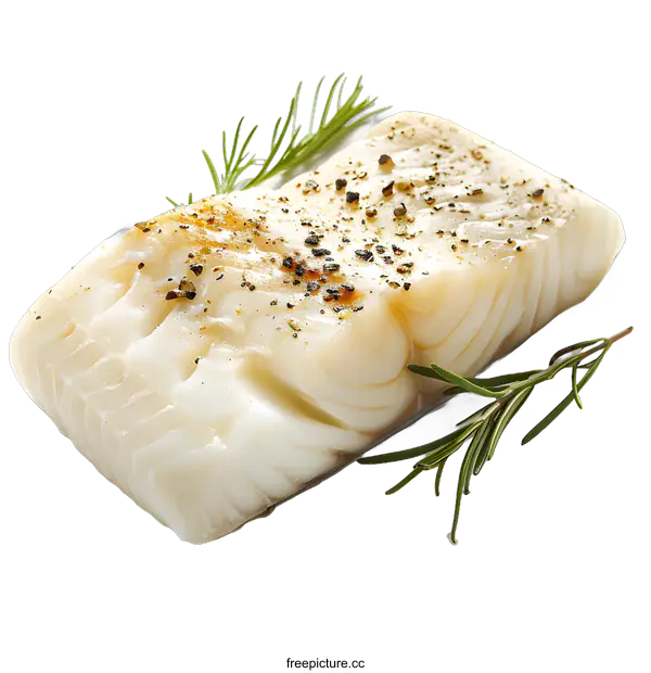 [Transparent Background PNG]Grilled Cod Fish Fillet with Rosemary