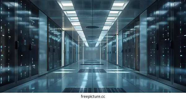 Futuristic technology background with empty server room