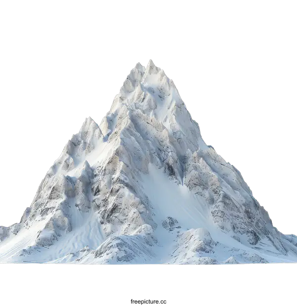 [Transparent Background PNG]Snow Covered Mountain Peak Isolated