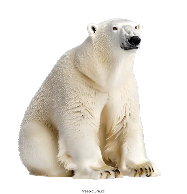 [Transparent Background PNG]Polar Bear Sitting on White Background