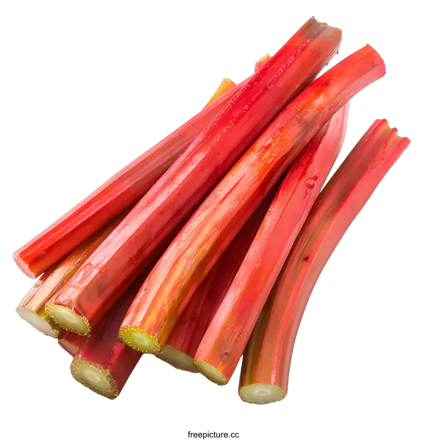 [Transparent Background PNG]Fresh organic rhubarb stalks