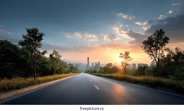 Sunset Boulevard Cityscape Road Landscape