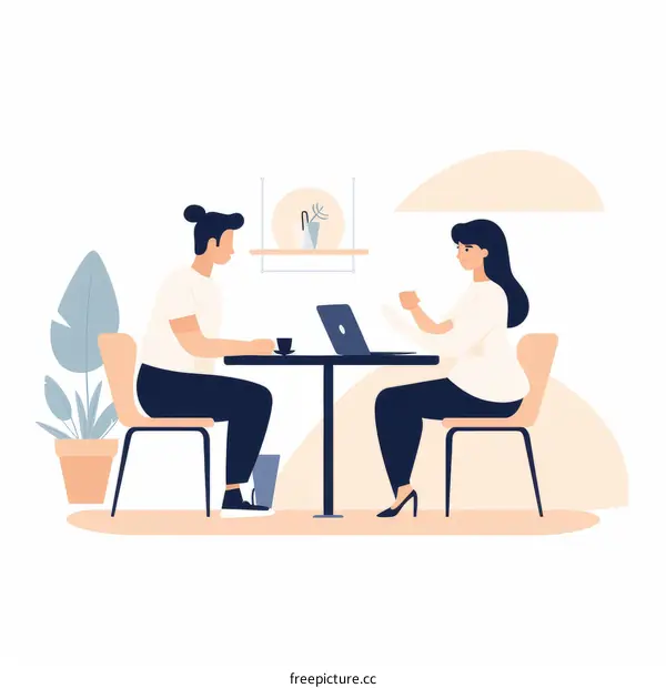 Two businesswomen discussing work in a cafe