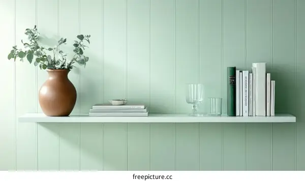 Elegant White Shelf with Books and Vase