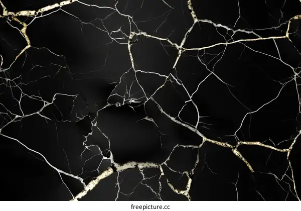 Black and gold marble texture with cracks