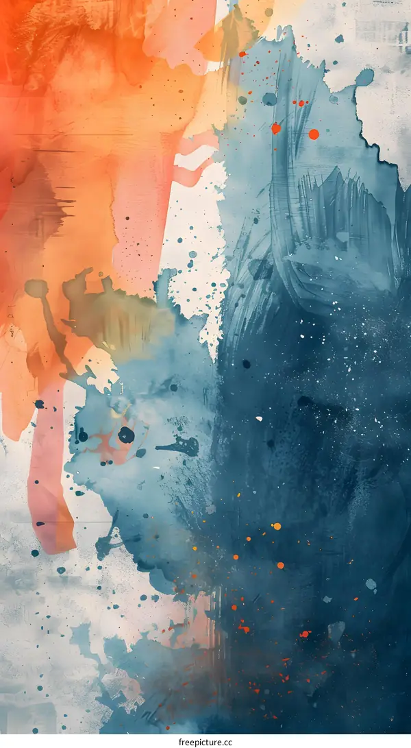 Abstract Watercolor Painting With Splashes of Color
