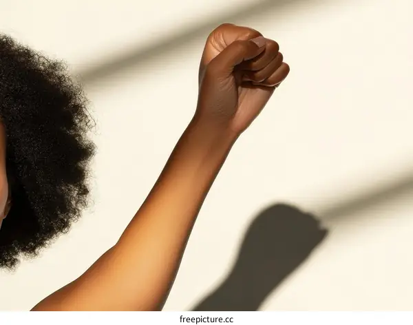 Black Woman Fist Raised in Protest