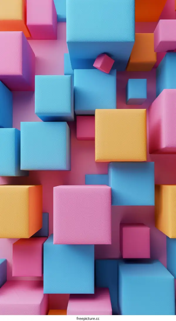 Colorful 3D Cubes with a Pink Background