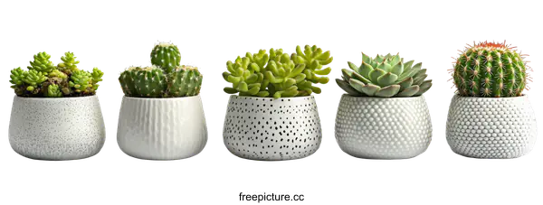 [Transparent Background PNG]Succulents and Cactus Plants in Decorative Pots