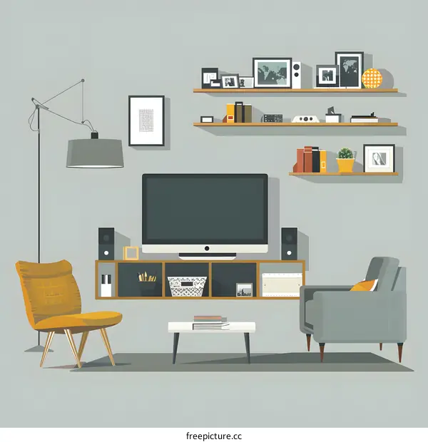 Modern Living Room Interior Design Illustration