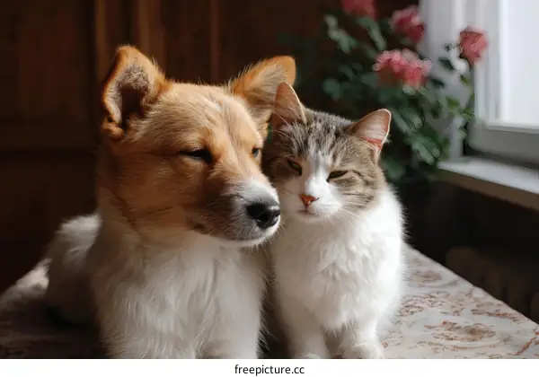 Dog and Cat Companionship Indoor Home