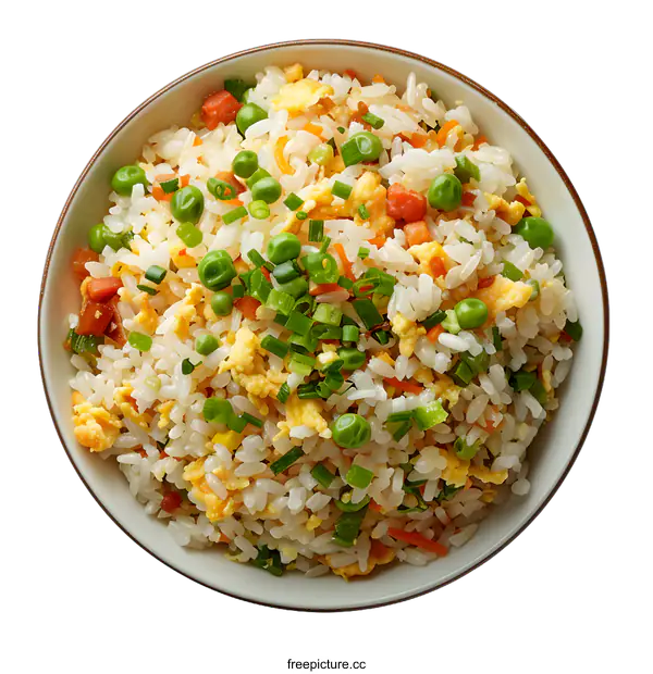 [Transparent Background PNG]Fried rice with carrot, peas and egg