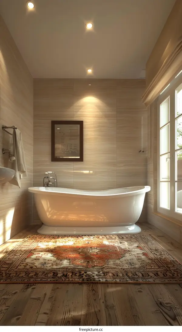 Elegant Bathroom Interior Design with Antique Rug