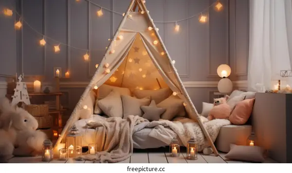 A cozy and dreamy teepee tent for kids to play and sleep in