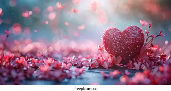 Pink Heart and Flower Bouquet