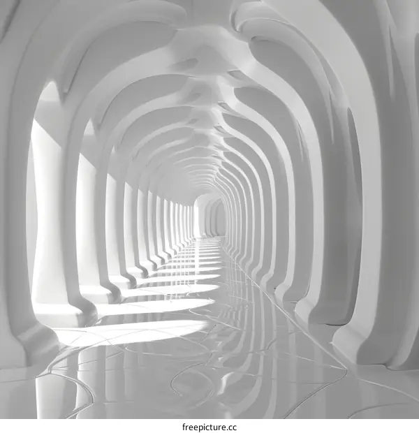 Futuristic White Corridor Render