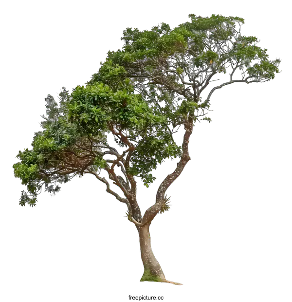 [Transparent Background PNG]Green Tree with Brown Trunk Isolated on White Background