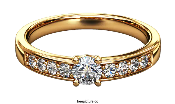 [Transparent Background PNG]Golden Diamond Ring Jewelry Design