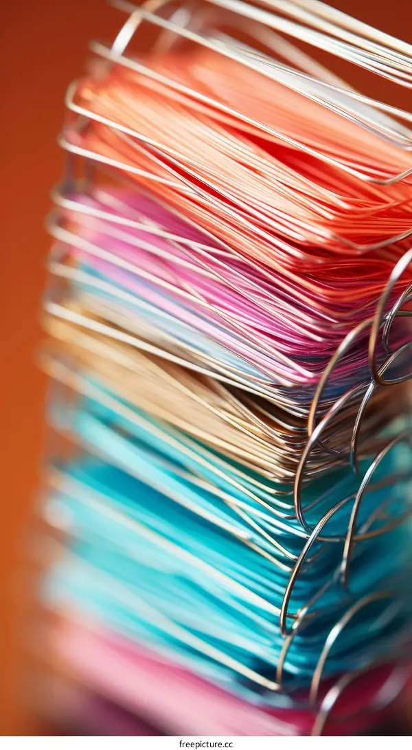 Close-up of colorful clothes hangers