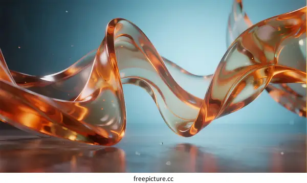 Abstract Orange Liquid Waves with Smooth Surface and Curved Forms