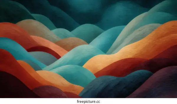 Abstract Colorful Mountain Range Landscape