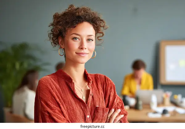 Confident Woman in Modern Office Environment