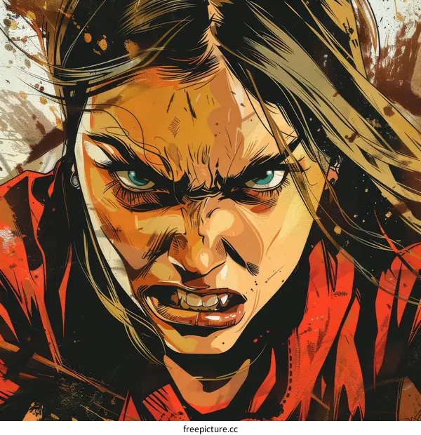 portrait of a woman with an angry expression on her face