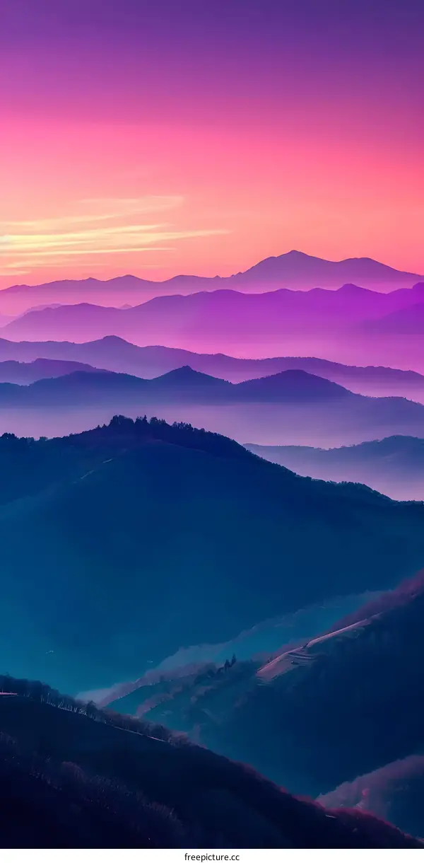 Purple and Blue Mountain Landscape