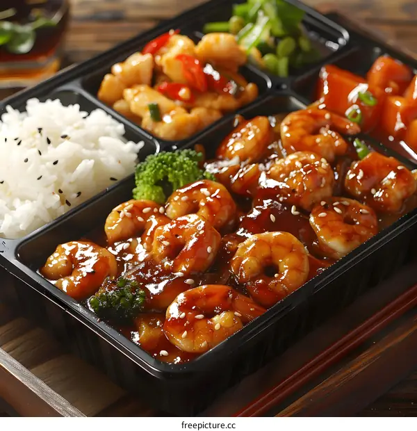 Delicious Shrimp and Rice Bento Box