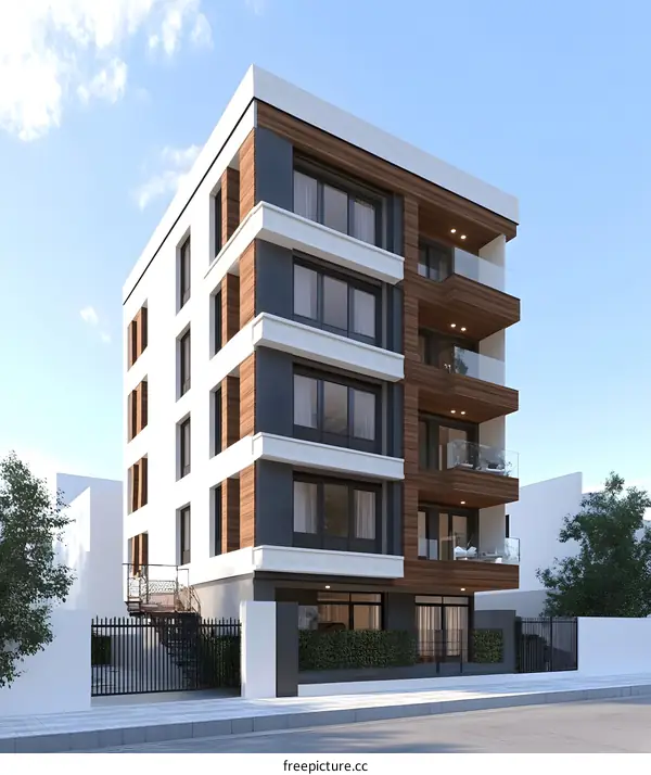 Modern Architectural Design Building with White and Brown Exterior