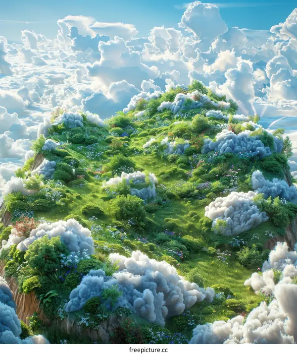 Serene Green Hills with Clouds