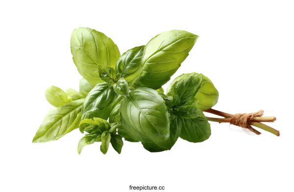 [Transparent Background PNG]Fresh Basil Leaves Close-Up
