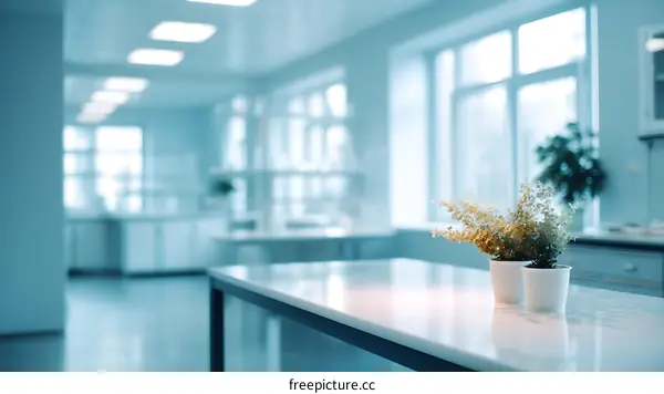 Modern Laboratory Interior with Plants
