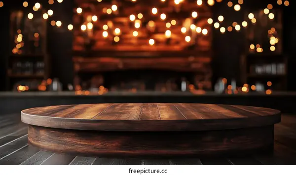 Wooden Round Table Top in a Bar Setting