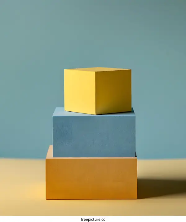 Abstract Geometric Shapes Stacked on a Colored Background